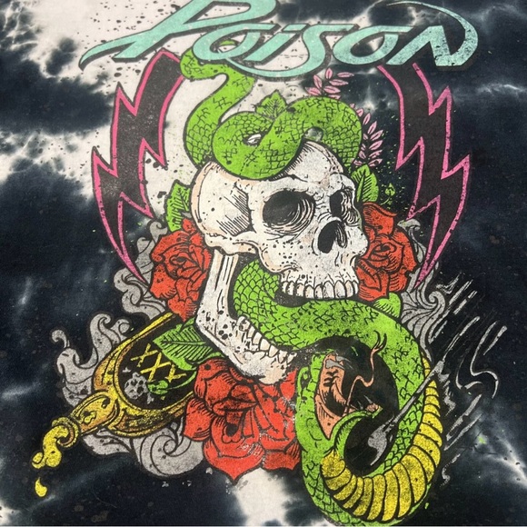 Poison Band Tye Die  Skull Snake Short Sleeve Graphic Tee T-Shirt Men’s Medium - Picture 3 of 9